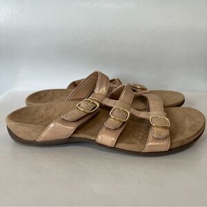 Vionic Misa Rose Gold Adjustable Slide Sandals